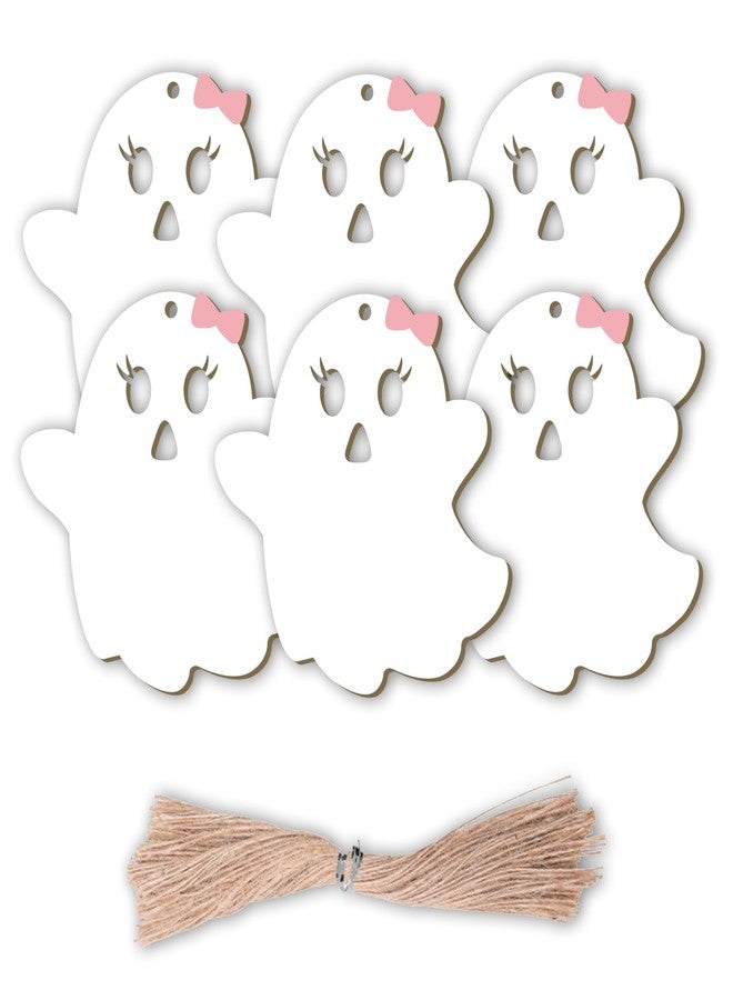 Aukolass Halloween Basket Tags for Kids Custom Name tag，Wooden Boo Gift Tags with Ropes for Hanging Ornaments Decorations (Boo(Pink), 6) - Image 1